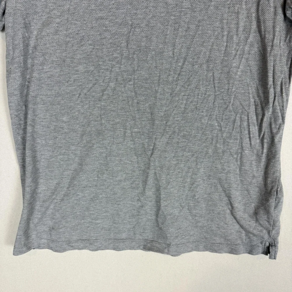 Banana Republic Polo Shirt Mens Large Gray Solid Short Sleeve 100% Cotton Knit